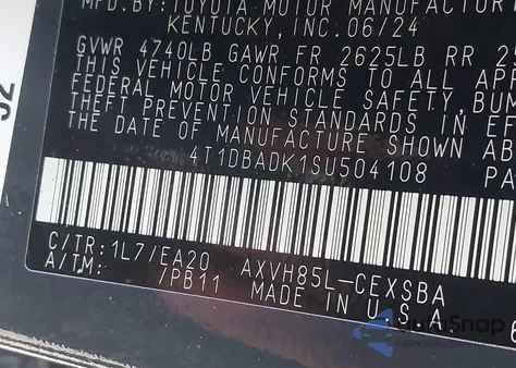 2025 Toyota Camry Se из США, поврежденный, VIN 4T1DBADK1SU504108